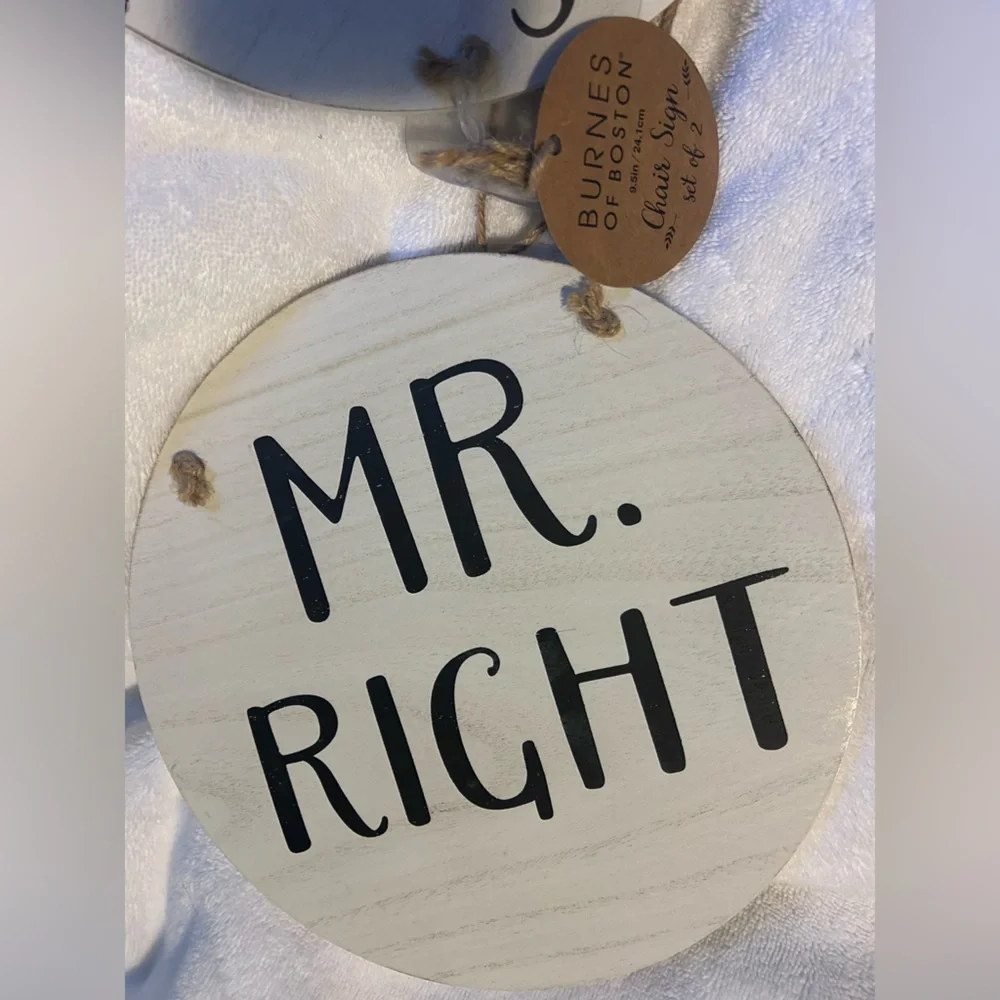Burnes of Boston ,Wedding Decorative sign Chair set of 2 , still with the tags